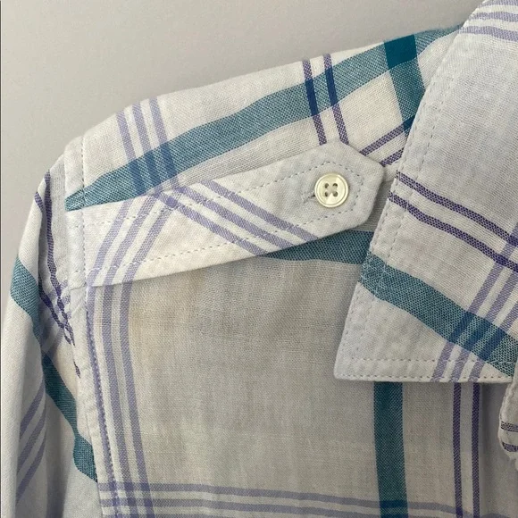 Express Teal and White Plaid Shirt - Picture 4 of 13
